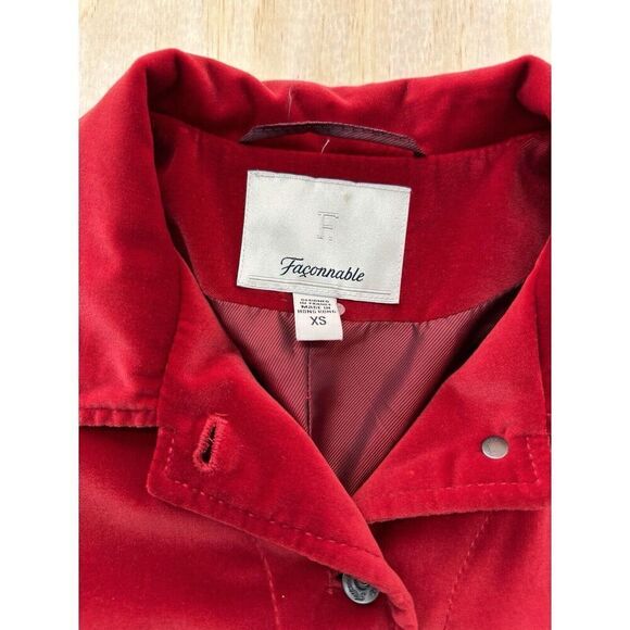Faconnable Women’s Jacket XS Red Velvet Like Material Soft - Picture 2 of 7